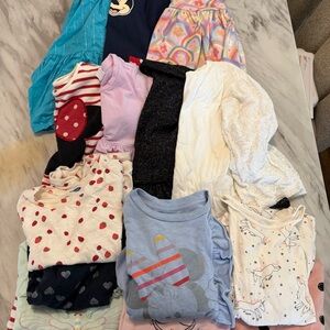 4-5y Girls' Mixed Tops & Dresses Lot - Pastel Rainbow, Blue, White, Pink